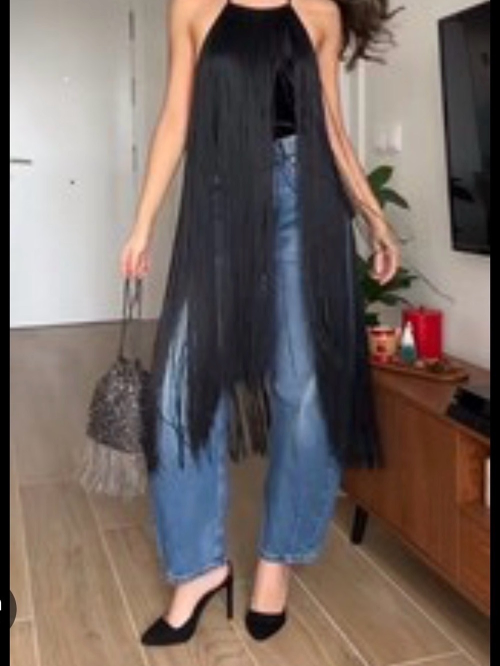 🔥🔥Zara Black Fringe Halter Top - Picture 8 of 8